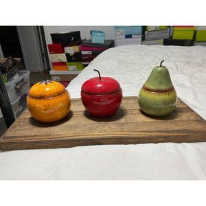 Vintage Better Homes & Gardens Fruit Small Canister Jars Apple Pear Orange
